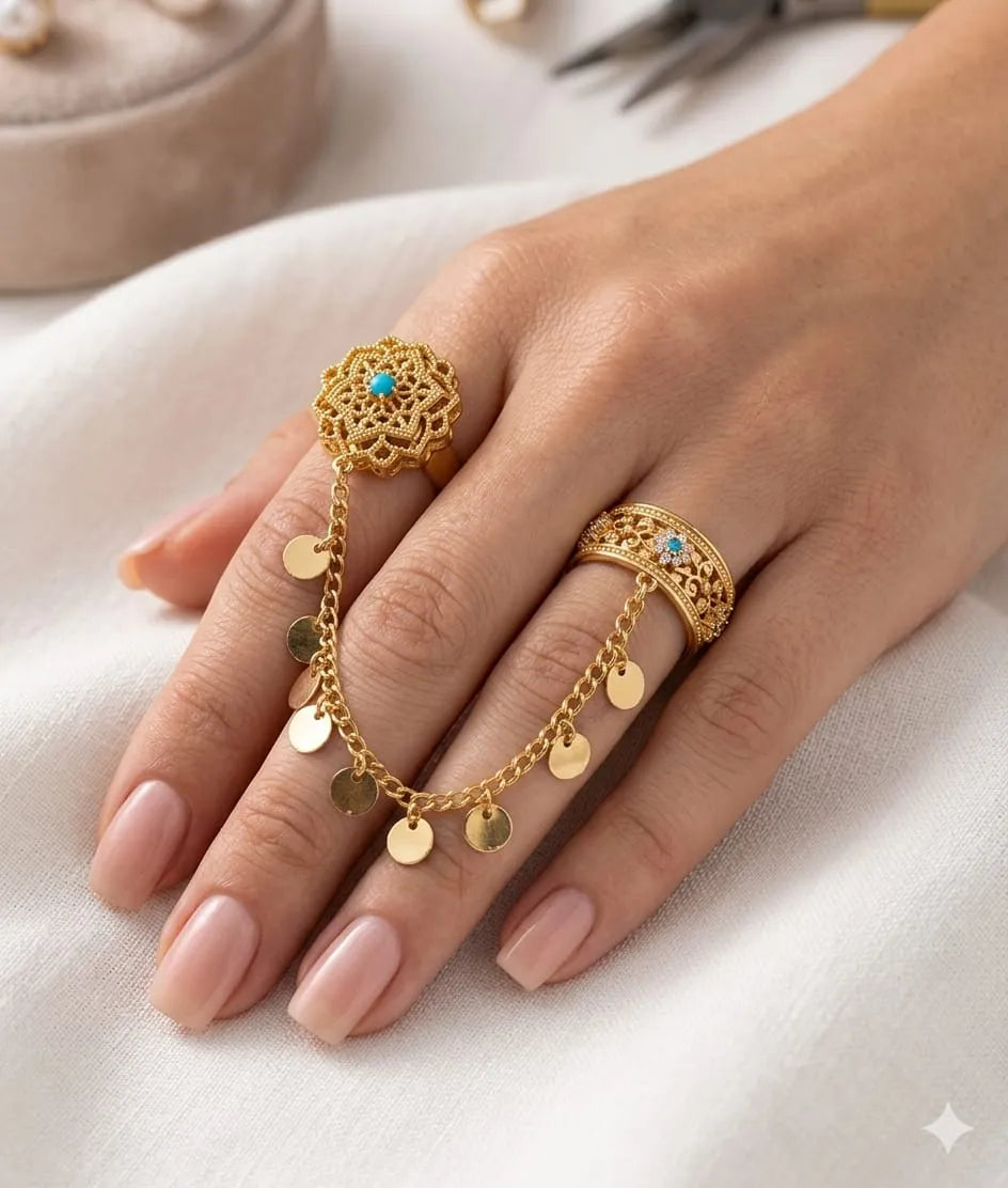 Boho Turquoise Double Ring