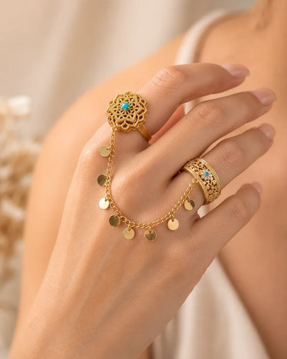 Boho Turquoise Double Ring